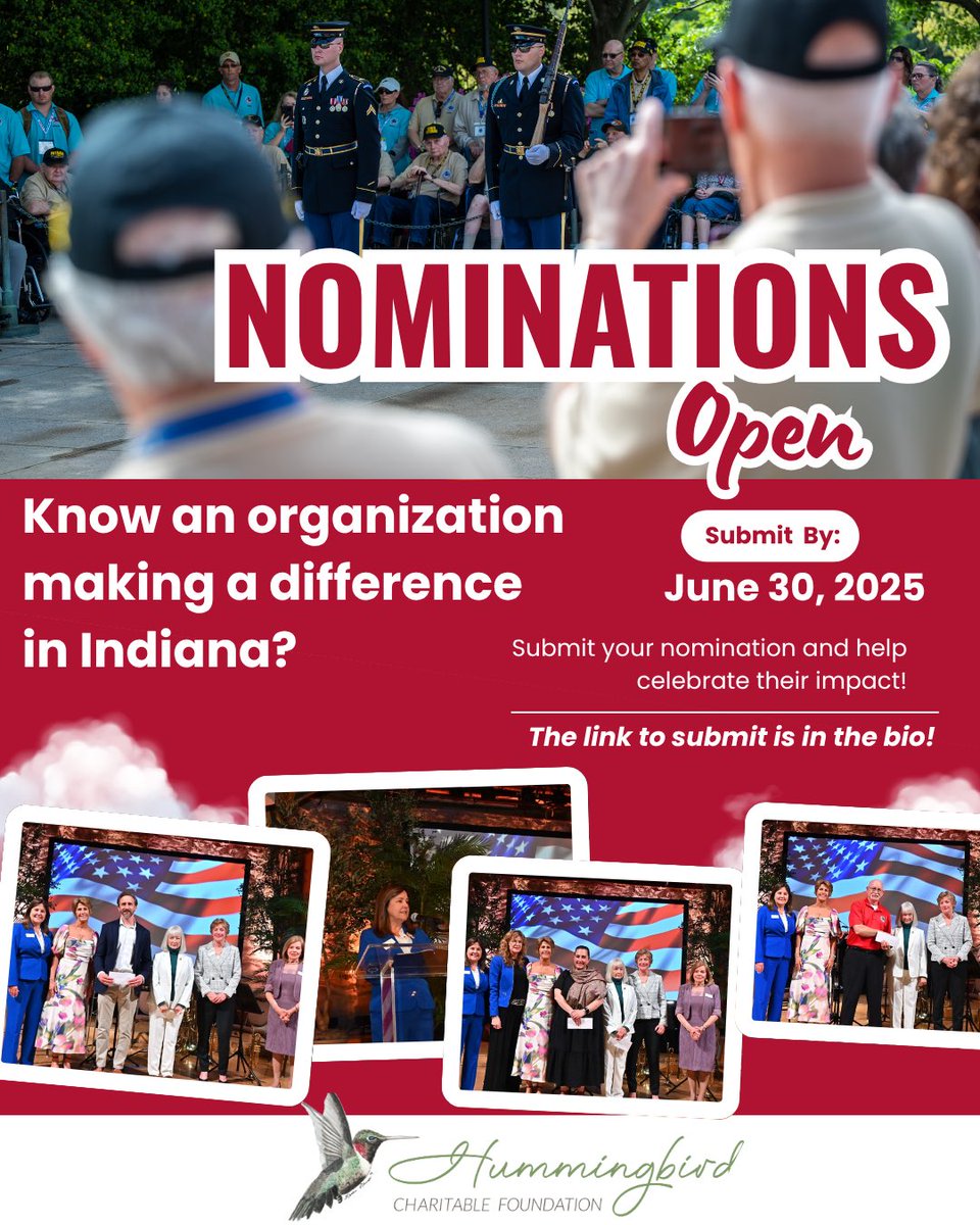 Know an organization in Indiana making a difference? Submit your nomination by June 30, 2025 and help celebrate the impact! hummingbirdcharitablefoundation.org/nominate-an-or…
#humminbirdcharitablefoundation #nominate #makingadifference