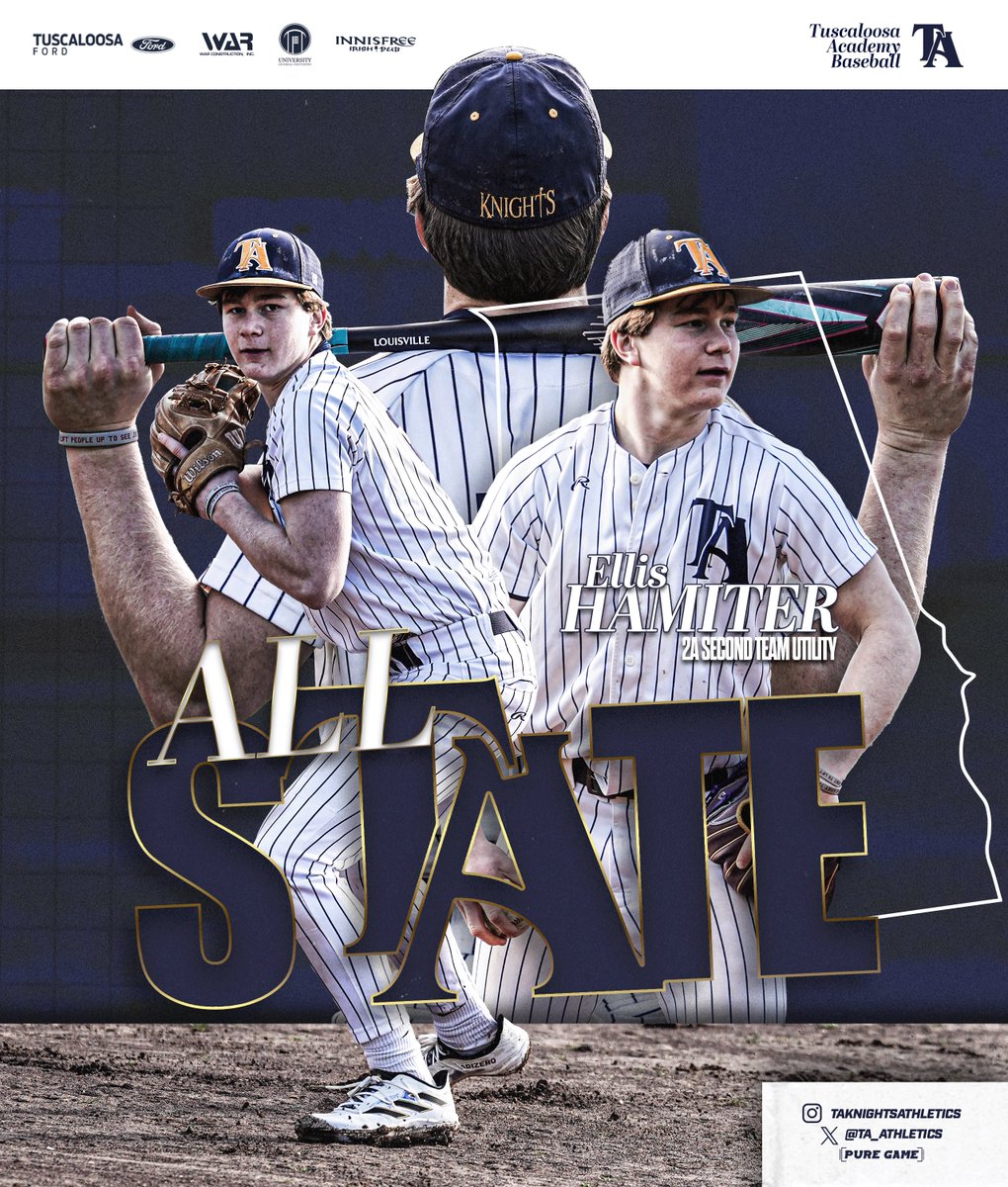 Tuscaloosa Academy Athletics (@ta_athletics) on Twitter photo βΎοΈ π¨π³π³-πΊπ»π¨π»π¬ βοΈ
Congratulations to Tuscaloosa Academy's Ellis Hamiter for being selected 2nd Team All-State on the 2025 ASWA AHSAA 2A Baseball All-State team.
#TuscaloosaAcademy
<a href="/EllisHamiter/">Ellis Hamiter</a> | <a href="/TABaseball2/">TABaseball</a> βΎοΈ π¨π³π³-πΊπ»π¨π»π¬ βοΈ
Congratulations to Tuscaloosa Academy's Ellis Hamiter for being selected 2nd Team All-State on the 2025 ASWA AHSAA 2A Baseball All-State team.
#TuscaloosaAcademy
<a href="/EllisHamiter/">Ellis Hamiter</a> | <a href="/TABaseball2/">TABaseball</a>
