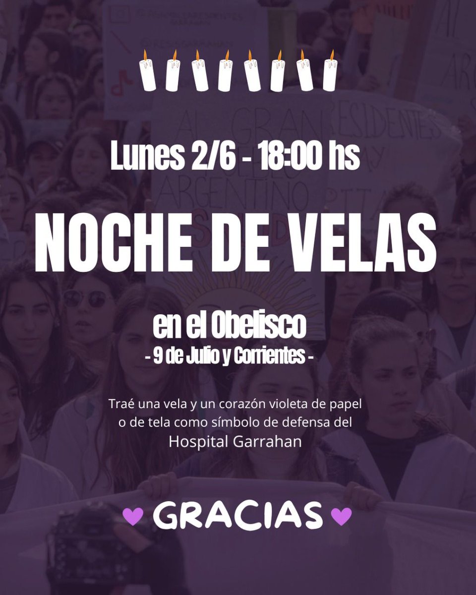 Nos vemos en una hora en el Obelisco🕯✨️ #FuerzaGarrahan