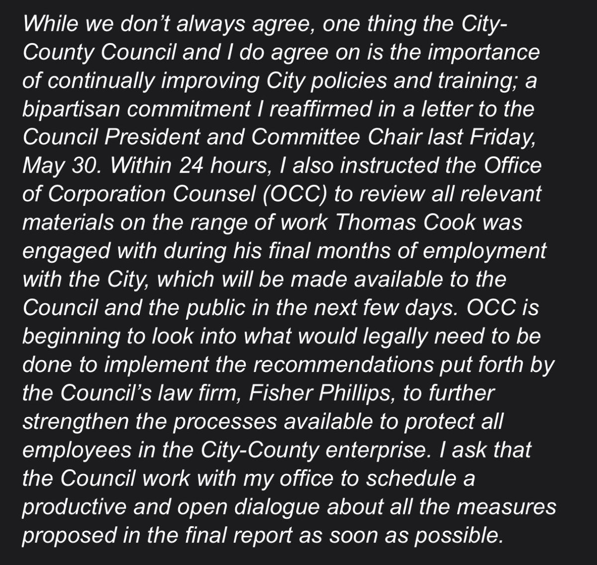 The mayor has responded