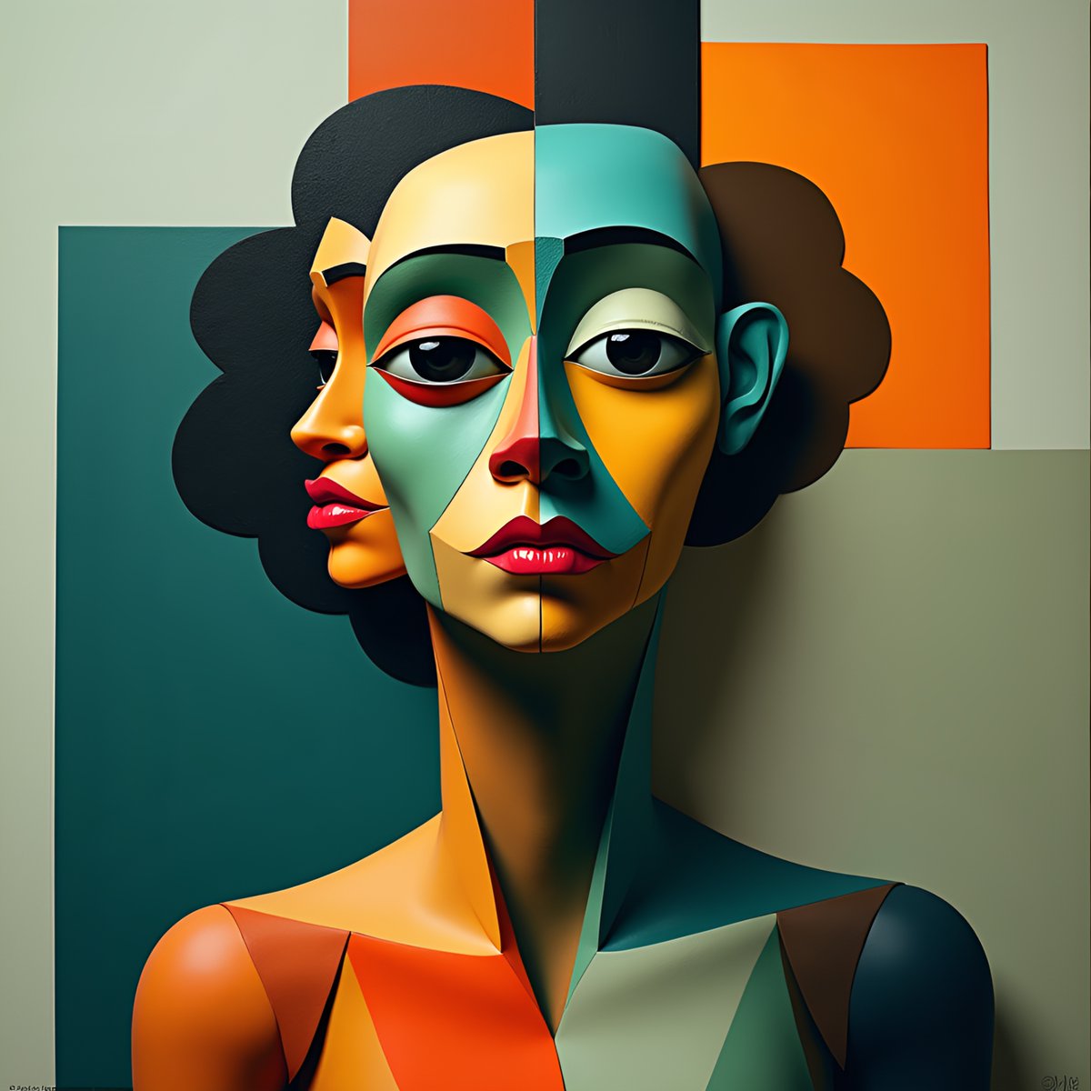 PromptSin's tweet image. Bold and colorful abstract portrait! 🎨✨ #ModernArt #AbstractPortrait