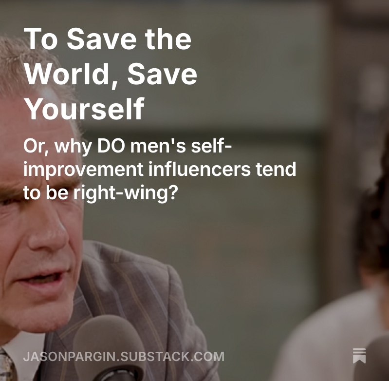 New column from me on why men's self-help influencers tend to be right-wing, and what a 'liberal Joe Rogan' would even look like. Link in first reply, due to this platform's stupid rules: