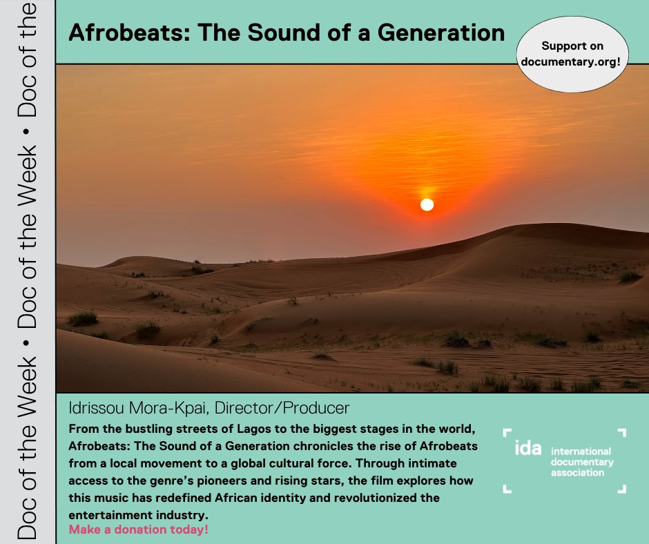 IDAorg's tweet photo. This week's #DocOfTheWeek is 'Afrobeats: The Sound of a Generation' by director Idrissou Mora-Kpai.

Learn more about the project and show support at https://t.co/3CODS1FsHs https://t.co/ZnLZpaSIXh