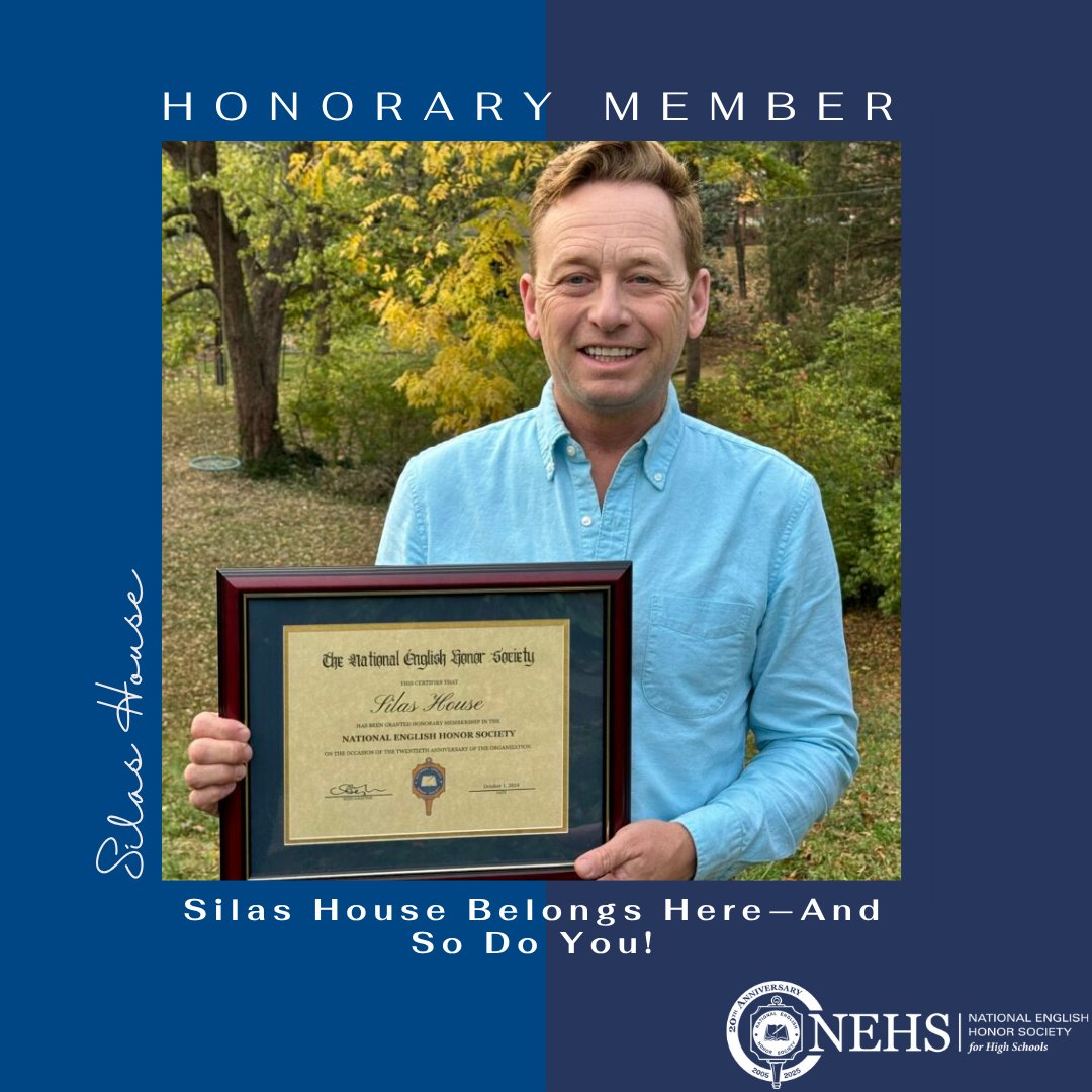 We are thrilled to announce that Silas House has been awarded a 20th Anniversary Honorary Membership and has been welcomed to the NEHS community. #EnglishHonor #NationalEnglishHonorSociety #nehs4hs #EnglishHonorSociety #nehs20 #youbelonghere