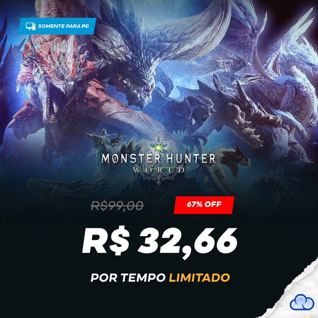 Tá caçando preços baixos? 👀

Aproveite o MONSTER HUNTER: WORLD com 67% OFF 🌟

Enfrente monstros gigantes em cenários épicos 🔥

Por tempo LIMITADO.

EU QUERO: ow.ly/XNVJ50W2QPb
