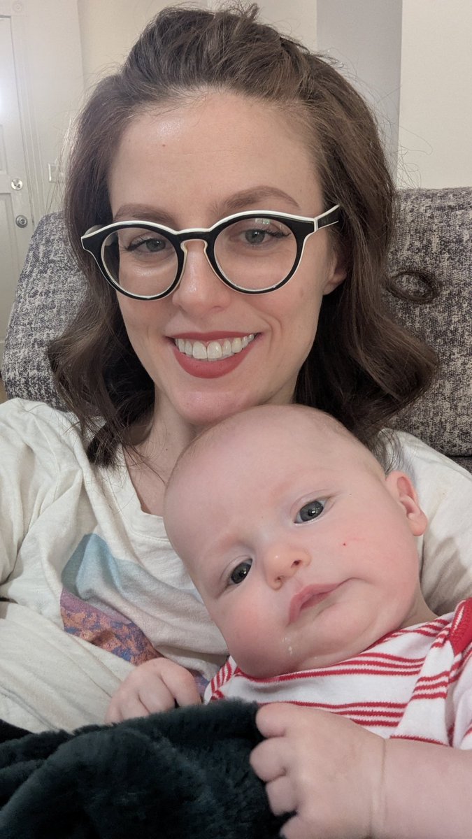 Here is me with my almost 5 month old who has only ever drank from my boob and, BTW, I am personally using vaginal estrogen because otherwise the effects of lactational amenorrhea would make my genitals feel like razor blades.