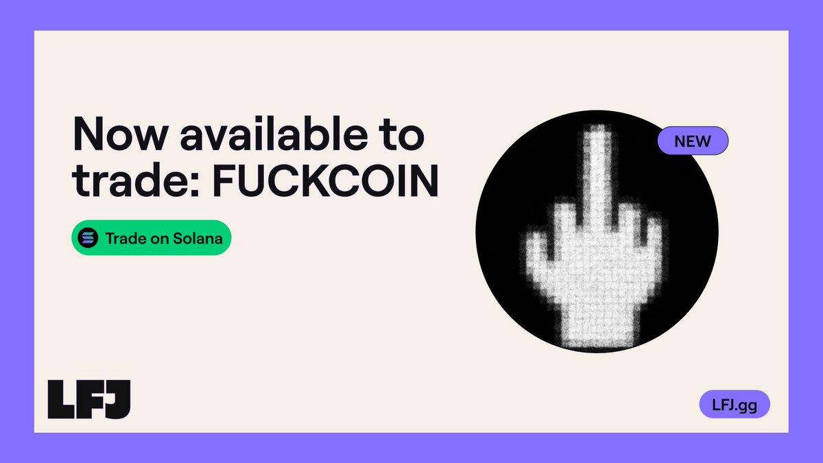 "fuck you, higher"

hard to argue with that logic.

Trade $FUCKCOIN on LFJ 👉 lfj.gg/solana/trade/C…