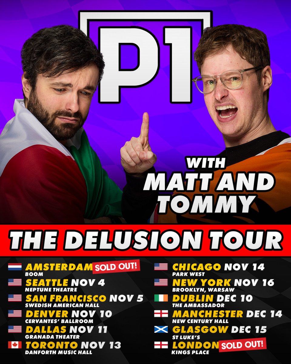 Amsterdam and London SOLD OUT ❌

Grab your tickets for The Delusion Tour while you still can! 😮

👇
tix.to/P1Live