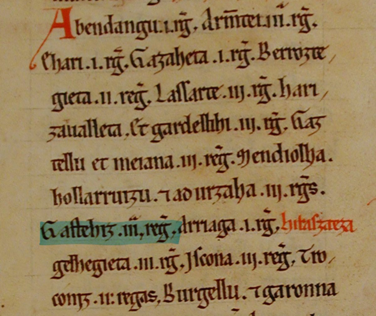 En el documento denominado «De ferro de Alava», ca. 1025, aparecen por primera vez  los nombres de muchas aldeas alavesas. Unos años antes se registra la primera mención al territorio de Álava. Tenemos que viajar a Huesca para encontrar dicha mención