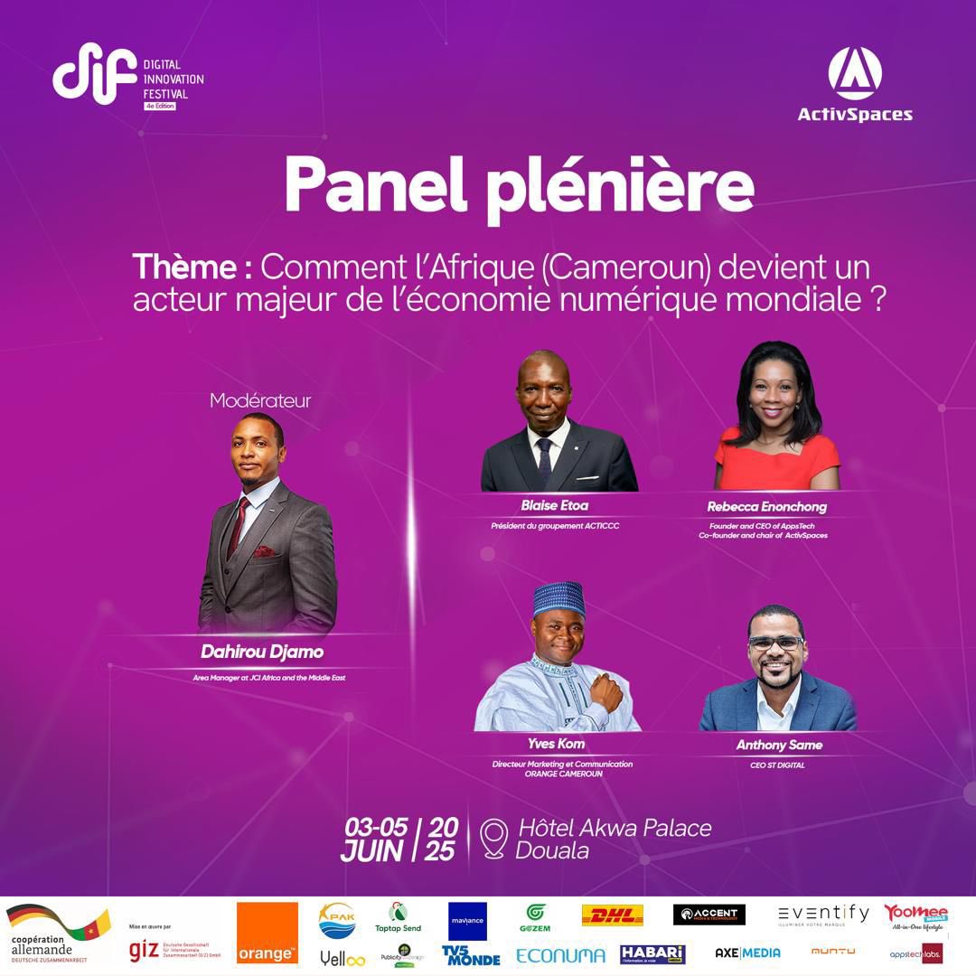 DIGITAL INNOVATION FESTIVAL💡 
Ce mardi 03 juin, nous aborderons la problématique du “e-commerce” comme une opportunité pour la jeunesse camerounaise, “à condition d’être bien outillée”.

#Dif #Innovation #eCommerce 🇨🇲 
<a href="/ActivSpaces/">ActivSpaces</a>