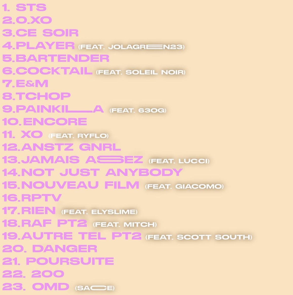 🚨 YAYA D annonce la sortie de son nouveau PROJET ! 

"ANSTZ pt. 1"

Avec : 
▫️JOLAGREEN23
▫️LUCCI
▫️63OG
▫️RYFLO
▫️SOLEIL NOIR
▫️GIACOMO
▫️ELYSLIME
▫️MITCH
▫️SCOTT SOUTH
▫️SACE

📆 CE SOIR, MINUIT.

Cover :                                     Tracklist :