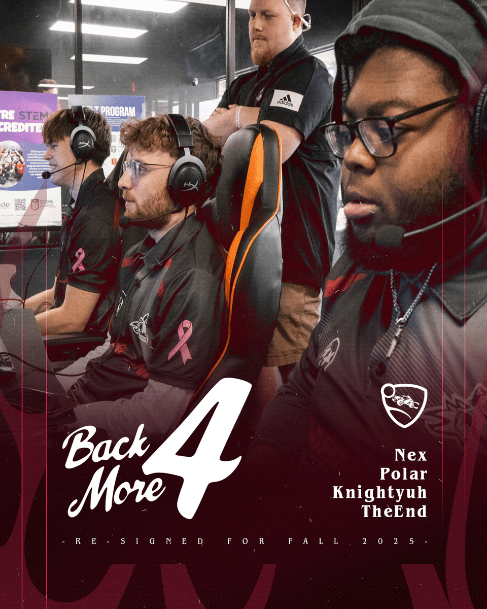 The best Rocket League team in Tennessee is back for another year!

Welcome back to Cumberland Rocket League
<a href="/nexviii/">nex.</a>
<a href="/POLARDDR/">Polar</a>
<a href="/KnightYuh_rl/">LF3rd KnightYuh :)</a>
<a href="/TheEndofYou0/">TheEndofYou</a>

#CUEsports | #CRL25