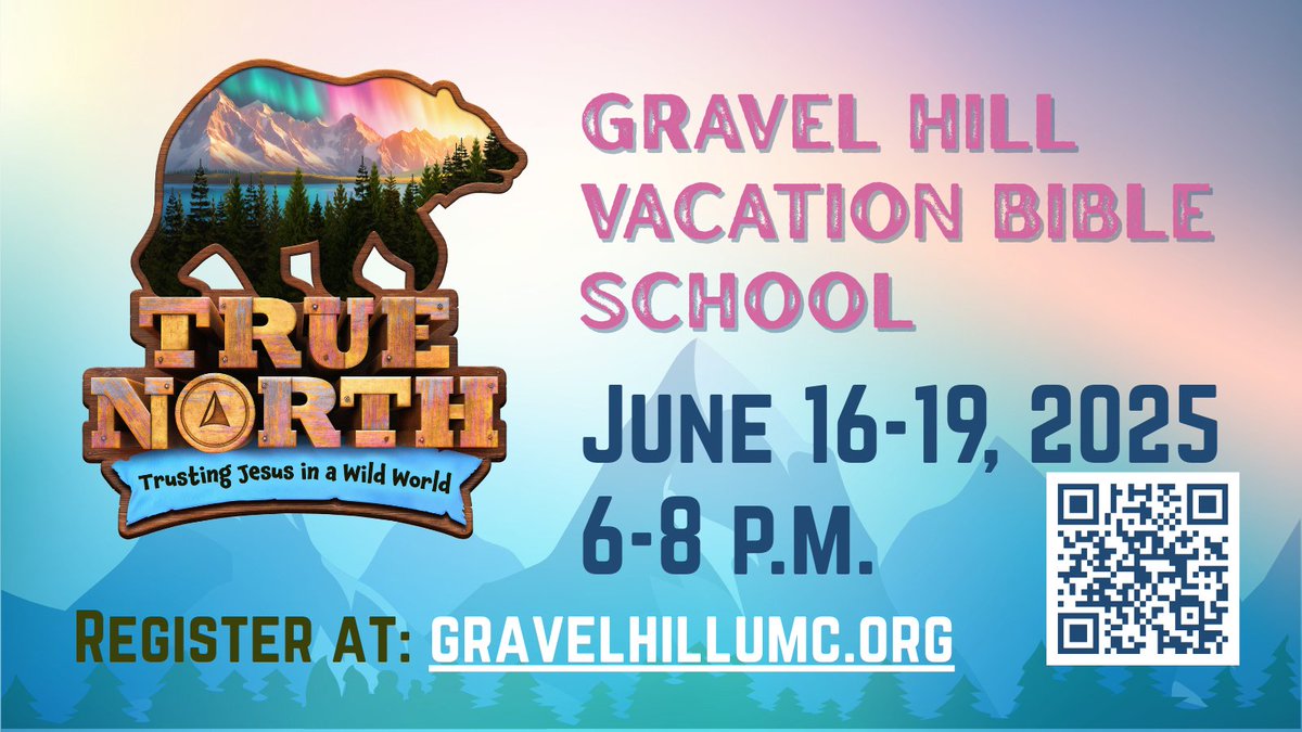 GravelHill's tweet photo. Only 2 weeks until Gravel Hill's Vacation Bible School begins on Monday, 6.16.25!
For ages 4 years old (by June 1)-5th grade graduates. Learn with friends about finding Jesus in this wild world around us through lessons, games, &amp; snacks!
Sign up today at: https://t.co/i0YtnkgYVS https://t.co/mlzFlyyTra