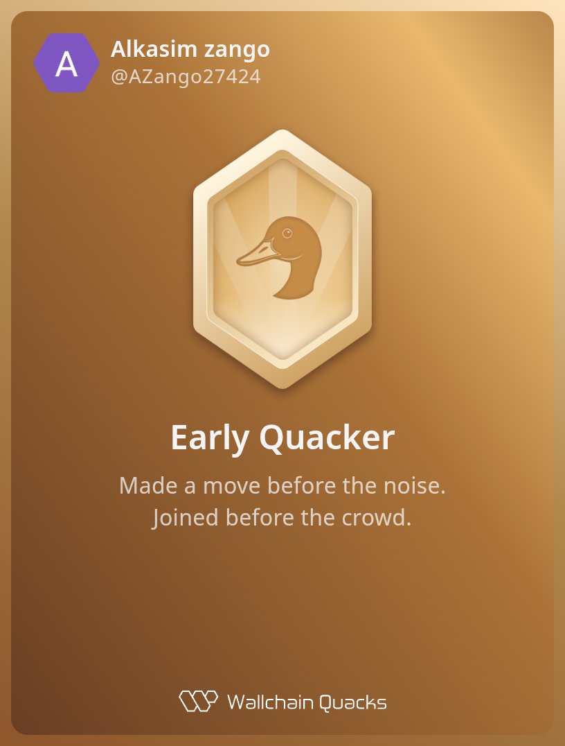 Alkasim zango (@azango27424) on Twitter photo Just unlocked the Early Quacker on <a href="/wallchain_xyz/">Wallchain Quacks</a> 🏆
How cool is that?
Feels great to have my contributions recognized.
How’s Wallchain Quacks been treating you so far?
Not on board yet? Drop a comment for an invite 👇🦆 Just unlocked the Early Quacker on <a href="/wallchain_xyz/">Wallchain Quacks</a> 🏆
How cool is that?
Feels great to have my contributions recognized.
How’s Wallchain Quacks been treating you so far?
Not on board yet? Drop a comment for an invite 👇🦆