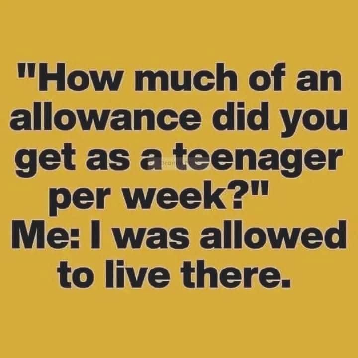 I didn't get an allowance.     Did you ??