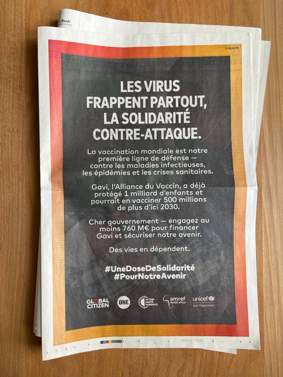 📽️🚨Spotlight on @Gavi! Today, we call on the 🇫🇷government: Be an international leader &amp; commit at least €760M to support @Gavi, the Vaccine Alliance! Secure our future. Lives depend on it. #ADoseOfSolidarity #ForOurFuture