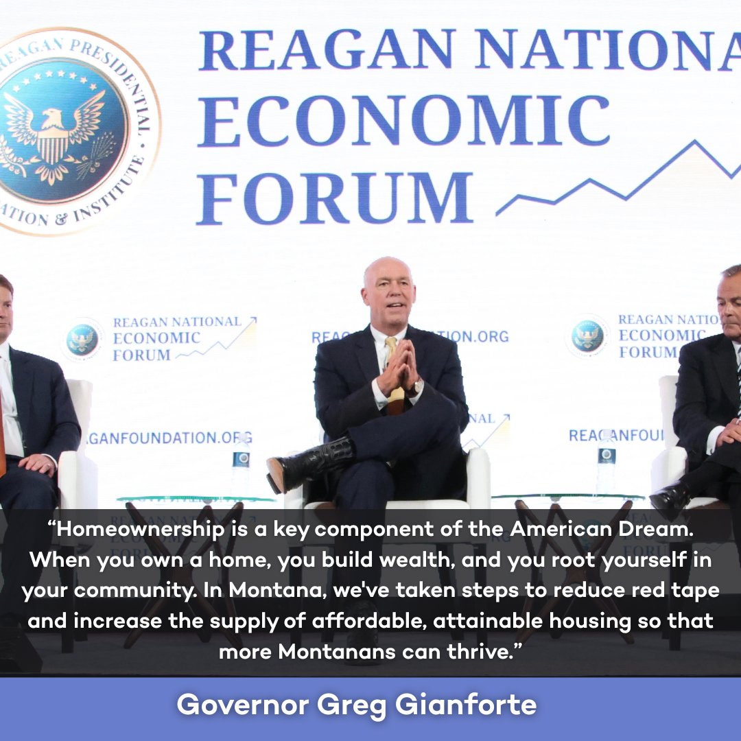 NGA (@natlgovsassoc) on Twitter photo During a panel discussion at the <a href="/RonaldReagan/">Ronald Reagan Presidential Foundation & Institute</a> National Economic Forum, <a href="/GovGianforte/">Governor Greg Gianforte</a> joined leaders for a discussion on the national housing shortage & highlighted reforms in Montana that have made the state a national leader in housing policy. More: news.mt.gov/Governors-Offi… During a panel discussion at the <a href="/RonaldReagan/">Ronald Reagan Presidential Foundation & Institute</a> National Economic Forum, <a href="/GovGianforte/">Governor Greg Gianforte</a> joined leaders for a discussion on the national housing shortage & highlighted reforms in Montana that have made the state a national leader in housing policy. More: news.mt.gov/Governors-Offi…
