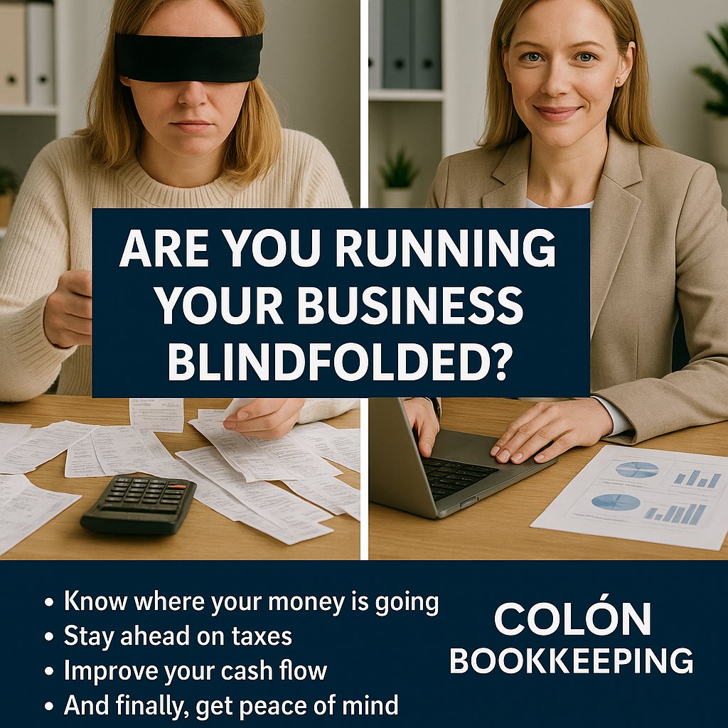 Colonbkpg's tweet photo. Are you running your business blindfolded?
If you’re not looking at your books regularly, you might be!
Want to stop guessing and start knowing?
📷 Let’s talk!
📷 https://t.co/FD3iM75Lrh
📷 https://t.co/yxzvSWixrk
#SmallBusinessTips #BookkeepingHelp #KnowYourNumbers https://t.co/5ws9fzo6DS