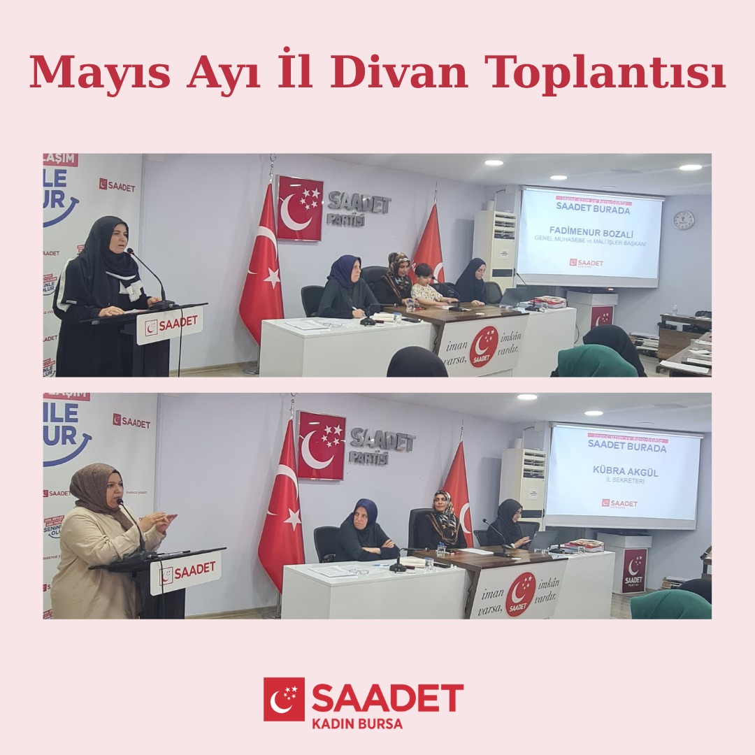 Alturnax's tweet photo. Mayıs Ayı İl Divan Toplantısı, Muhasebe ve Mali İşler Başkanı Fadimenur Bozali ve Sekreterya Başkanı Kübra Akgül Hanımefendiler sunumlarını yaptılar. 
@SaadetKadin #mayıs #ildivan https://t.co/ZTJ0yFfVDo