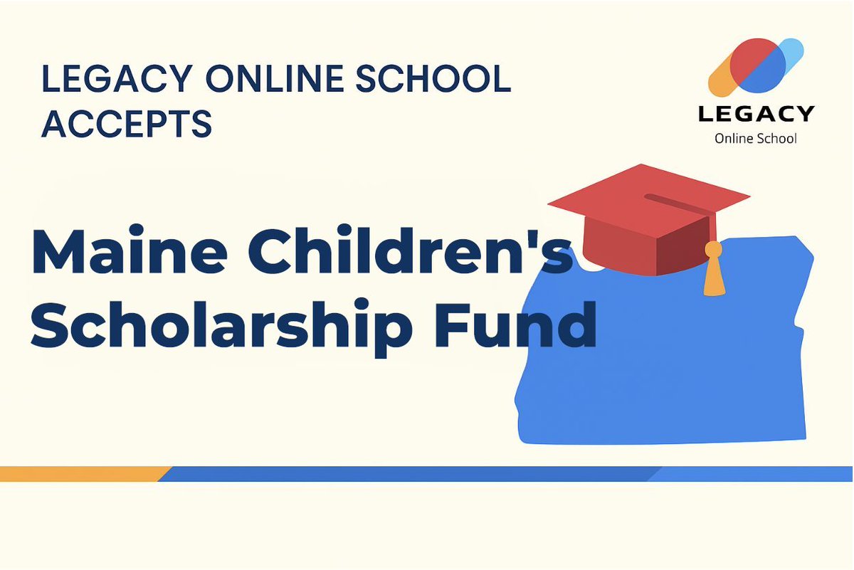 Maine families: You may qualify for tuition assistance through the Children’s Scholarship Fund! 🎓 Legacy Online School is an approved provider offering accredited, flexible K–12 online education. Learn more &amp; see if you’re eligible on our website. #SchoolChoice #CSF #K12