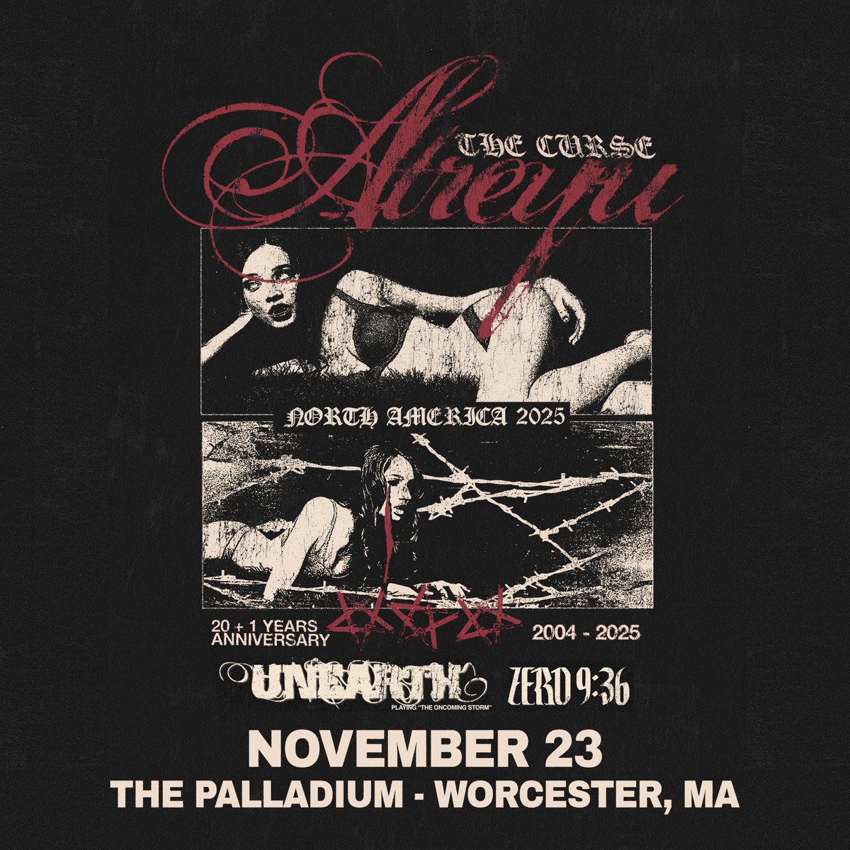 JUST ANNOUNCED📣 <a href="/atreyuofficial/">Atreyu</a> is bringing The Curse Tour to the Palladium on 11/23 with <a href="/Unearthofficial/">UNEARTH</a> &amp; <a href="/Zero936/">Zero 9:36</a>!

📆 Sunday, November 23rd
📍 The Palladium
🎟 On Sale | Friday 6/6 | 10AM

🔗 hive.co/l/atreyu-1123