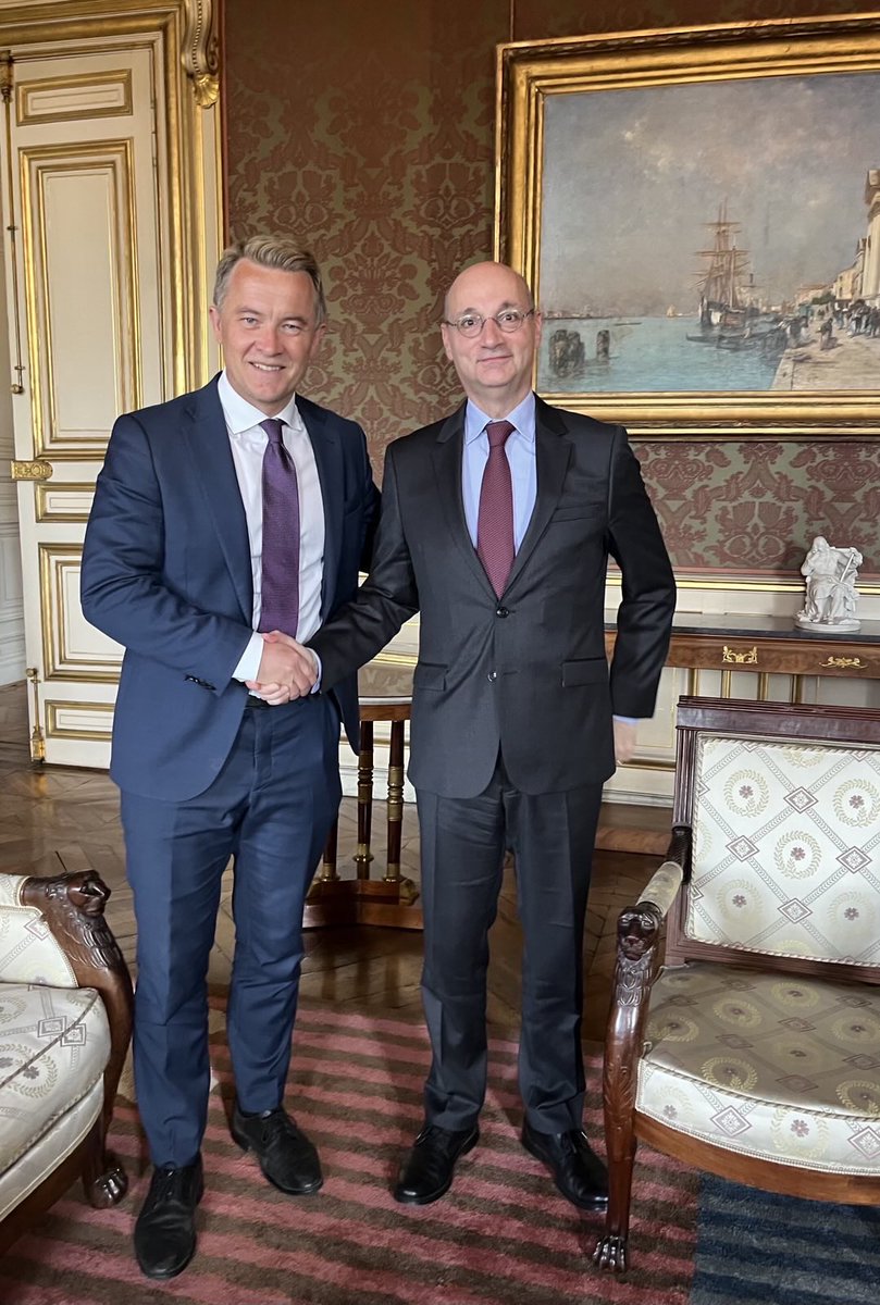 Andreas Motzfeldt Kravik (@akravik79) on Twitter photo Productive meeting with my friend <a href="/F_Mondoloni/">Frédéric Mondoloni</a>, Political Director at <a href="/francediplo/">France Diplomatie 🇫🇷🇪🇺</a>. We discussed the current instability in the Middle East, focusing especially on joint efforts to bring an end to the humanitarian disaster in Gaza. Productive meeting with my friend <a href="/F_Mondoloni/">Frédéric Mondoloni</a>, Political Director at <a href="/francediplo/">France Diplomatie 🇫🇷🇪🇺</a>. We discussed the current instability in the Middle East, focusing especially on joint efforts to bring an end to the humanitarian disaster in Gaza.
