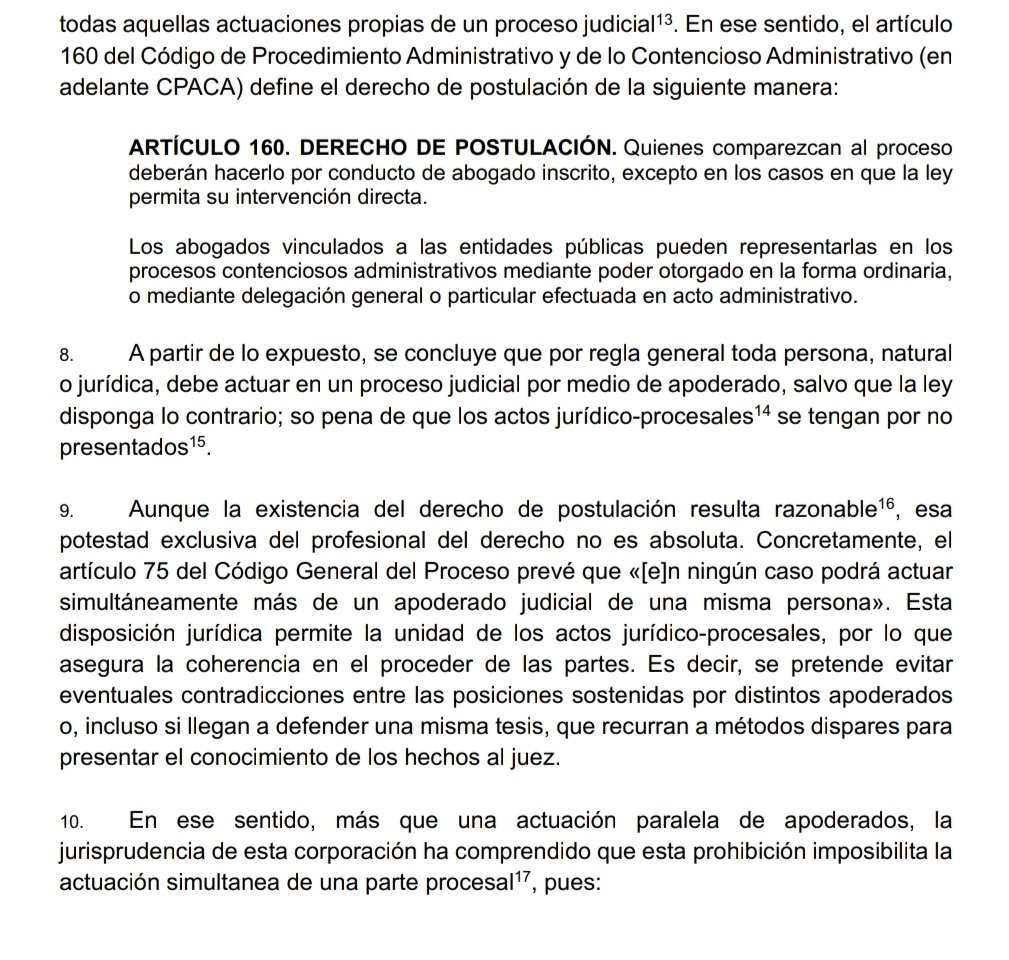 Procesal Administrativo: Consejo de Estado analiza el derecho de postulación y la actuación simultánea de los abogados de una misma parte 
Inf. En colabogadm@gmail.com