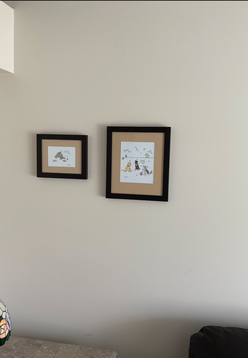 Mom just picked up my second piece done by <a href="/JohnHeim/">Art by Heim (Johnny)</a> from the framer! It turned out so awesome &amp; we love it so much! Thank you Beau &amp; Skys Mom for commissioning Mr Heim to do this for me, Chesnyy <a href="/servicerotties/">Team Servicerottie🇨🇦🐕‍🦺🦽</a> , &amp; Cloe <a href="/cloe_the_bear/">Cloe_Bear</a> ! They’re both hanging in our living room!♥️