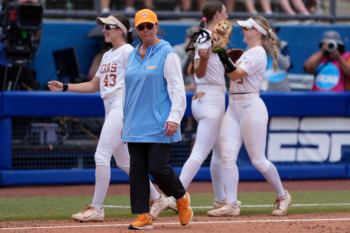 Tennessee softball coach Karen Weekly after season-ending WCWS loss to Texas:

"I think my heart is full because of the young ladies... They're sad for all the right reasons. It's not about wins and losses; it's about the joy they've experienced being together every single day."