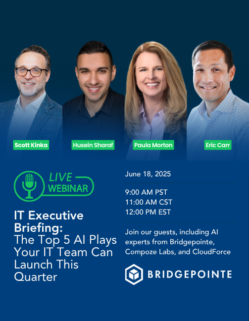 🤔 Dive into the minds of AI insiders and discover actionable strategies for your IT team. Join our Executive Briefing on June 18 @ 9 AM PT for insights from Compoze Labs, Cloudforce, and Bridgepointe. Ready to transform your approach? Sign up now! bit.ly/3Z8Rjb9