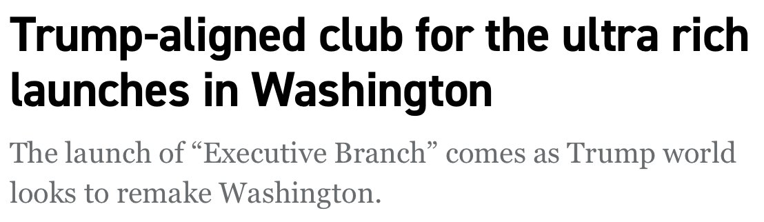 One of Trump's sons opened an invite-only club with a    $500,000 fee to join.

The Trump-aligned club will be used as a meeting space for wealthy special interests looking to buy access and build relationships with members of the president's corrupt administration.