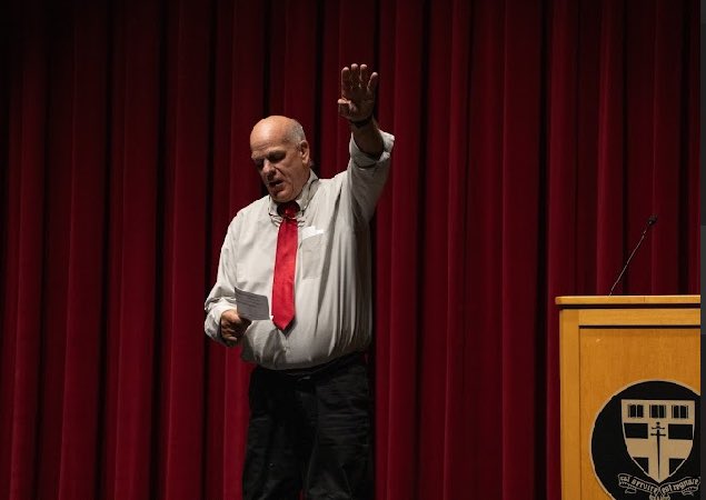GrotonZebras: Coach Jamie Lamoreaux is always a hit at our Varsity Awards Assembly, and this spring was no exception as he shared highlights of this spring’s Track &amp; Field squad.