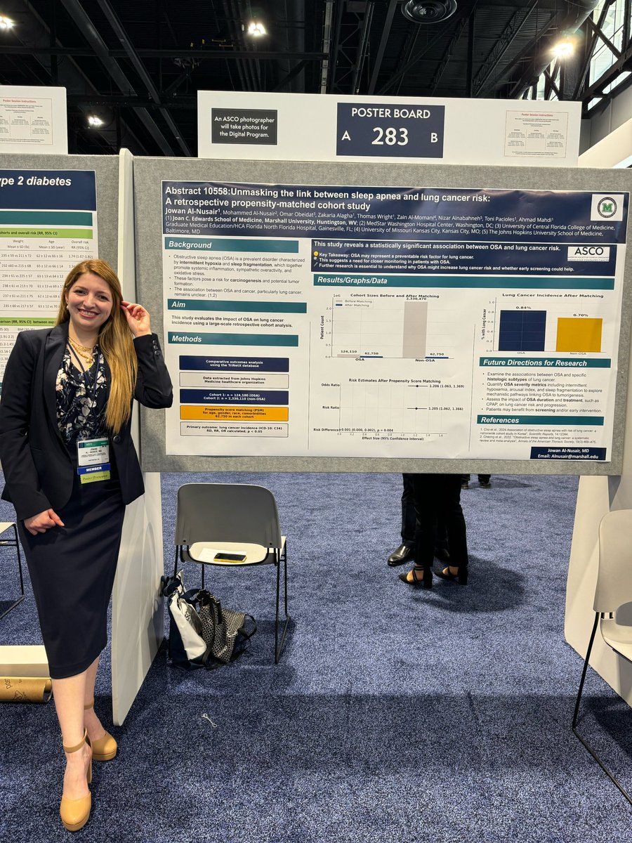 MUIntMed's tweet photo. Shoutout to our amazing PGY2, Dr Jowan Nusair, for presenting her research poster at the American Society of Clinical Oncology (ASCO) Annual Meeting! Your passion for oncology shines through. 👏✨ @ASCO #ASCO25 https://t.co/pgJz0d0NvG