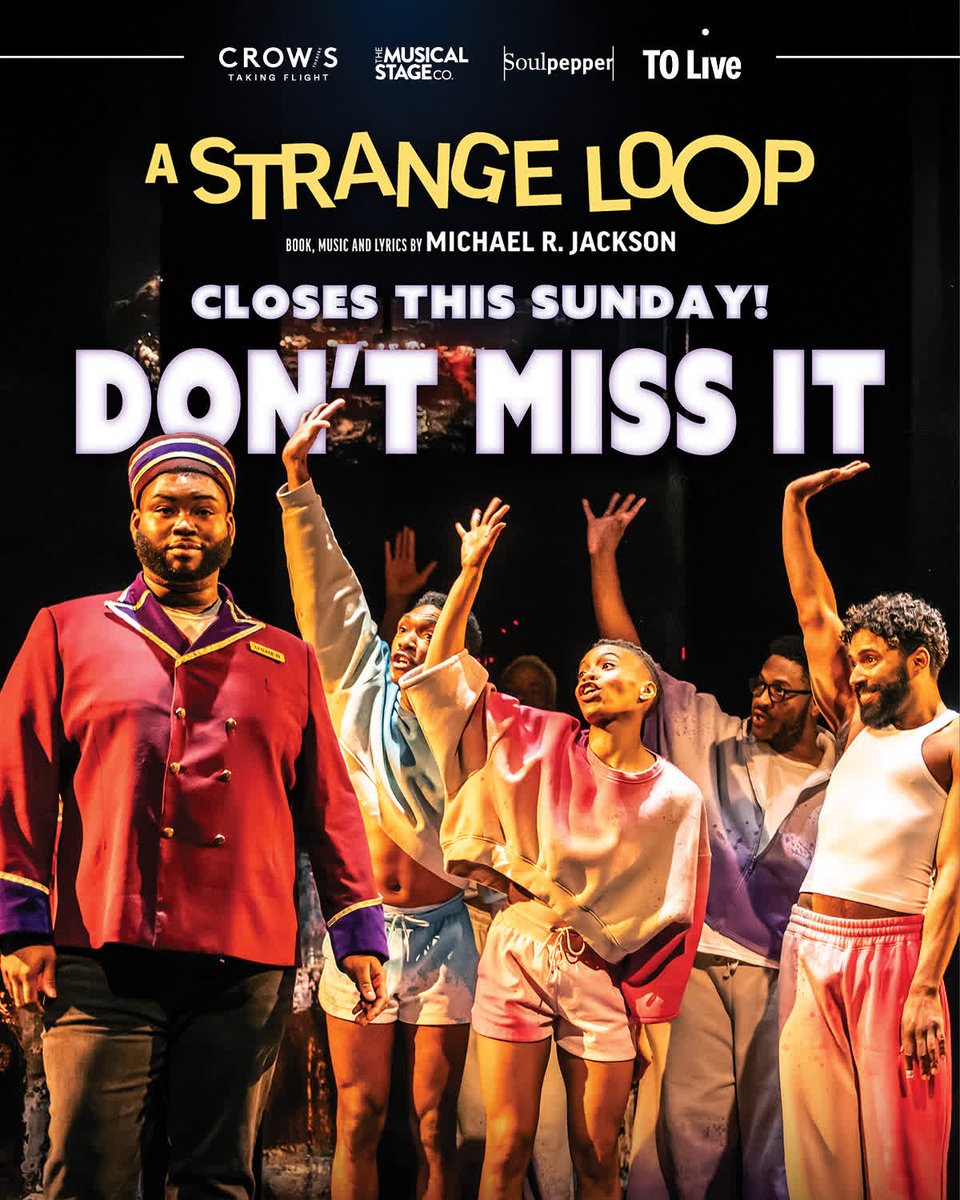 ⏳ It's the FINAL WEEK to catch A Strange Loop!

Winner of the Tony and Pulitzer, this bold, hilarious, mind-blowing musical MUST CLOSE June 8 — don't miss your chance to say you were there. 💜

🎟️: tickets.youngcentre.ca/overview/14469