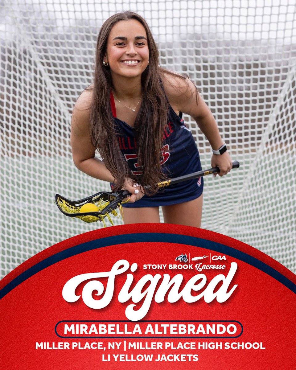 StonyBrookWLAX's tweet image. Added another ☝️

Join us in welcoming Mirabella Altebrando to the Stony Brook squad! 

🌊🐺 x #NCAALAX