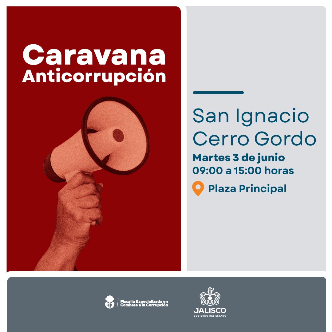 ¡SAN IGNACIO CERRO GORDO!
Te estaremos esperando mañana con la Caravana Anticorrupción en la Plaza Principal de 9:00 a 15:00 hrs. acude a presentar tu denuncia y juntos combatamos la #corrupción 
#TuDenunciaCuenta