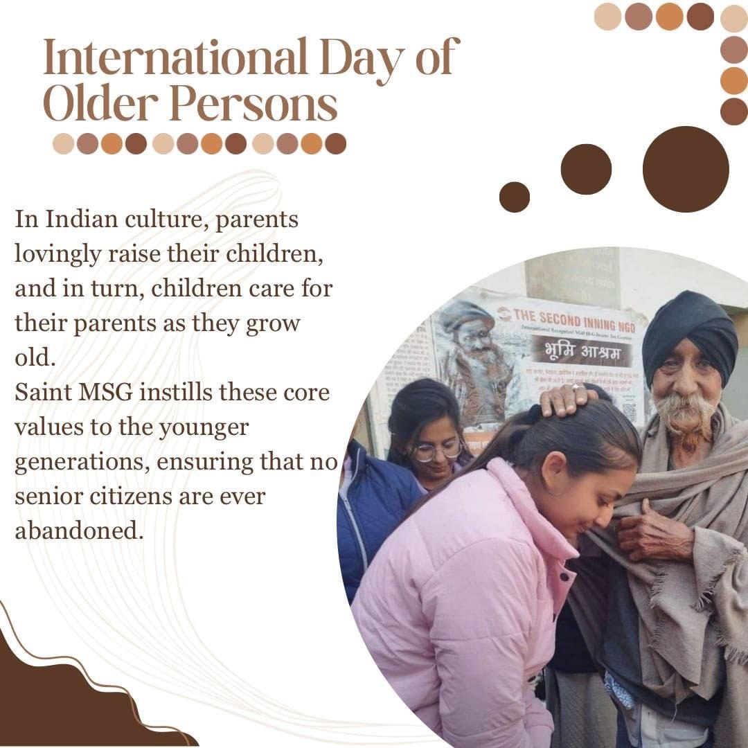 Our Indian Culture Teaches us to take care of our elders, like they take care of us in our childhood. But unfortunately, many people leave their parents in old Age homes.Saint MSG encourages youngsters to visit old Age homes and #ElderlyCare. Love and CARE is all they need.