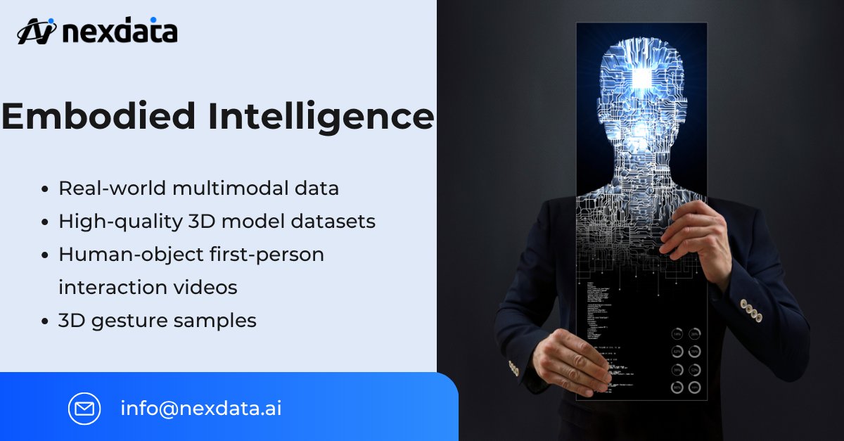 nexdata_ai's tweet image. Key Barriers of Embodied Intelligence: 
• High-cost data collection 
• Lack of unified data standards 
• Scarcity of dynamic, real-time interaction data  

See Nexdata&apos;s Response:  nexdata.ai

#EmbodiedIntelligence #AITrainingData #3DData #MultimodalAI