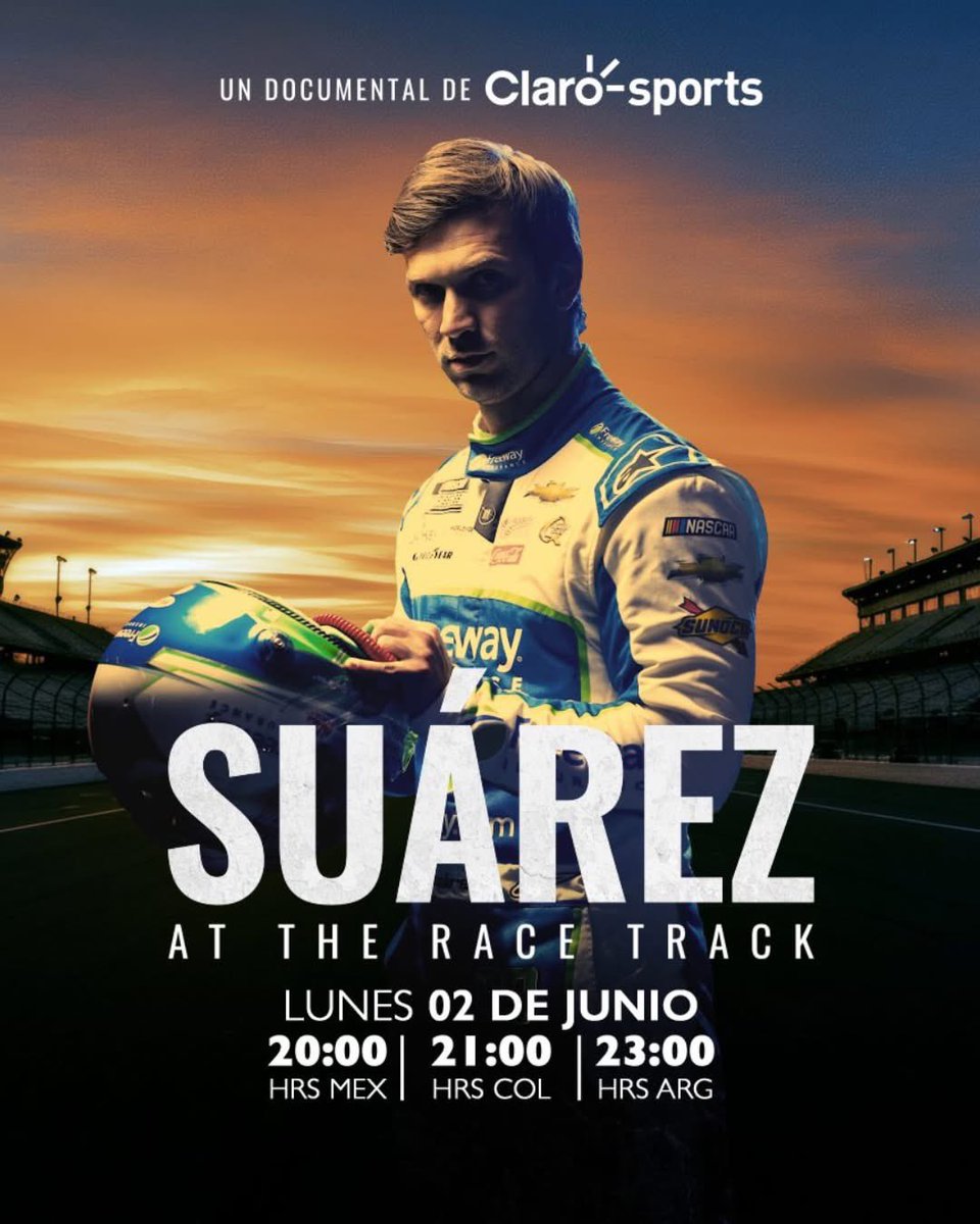 Escudería Telmex (@escuderiatelmex) on Twitter photo ¡Llegó el momento! 🇲🇽😎🏁
Conoce la historia de <a href="/Daniel_SuarezG/">Daniel Suárez</a> junto a <a href="/ClaroSports/">Claro Sports</a> en ➡️ Suárez: at the race track 🚗💨
🎥 youtube.com/live/IoG7zg3RL…
#NASCARenMéxico ¡Llegó el momento! 🇲🇽😎🏁
Conoce la historia de <a href="/Daniel_SuarezG/">Daniel Suárez</a> junto a <a href="/ClaroSports/">Claro Sports</a> en ➡️ Suárez: at the race track 🚗💨
🎥 youtube.com/live/IoG7zg3RL…
#NASCARenMéxico