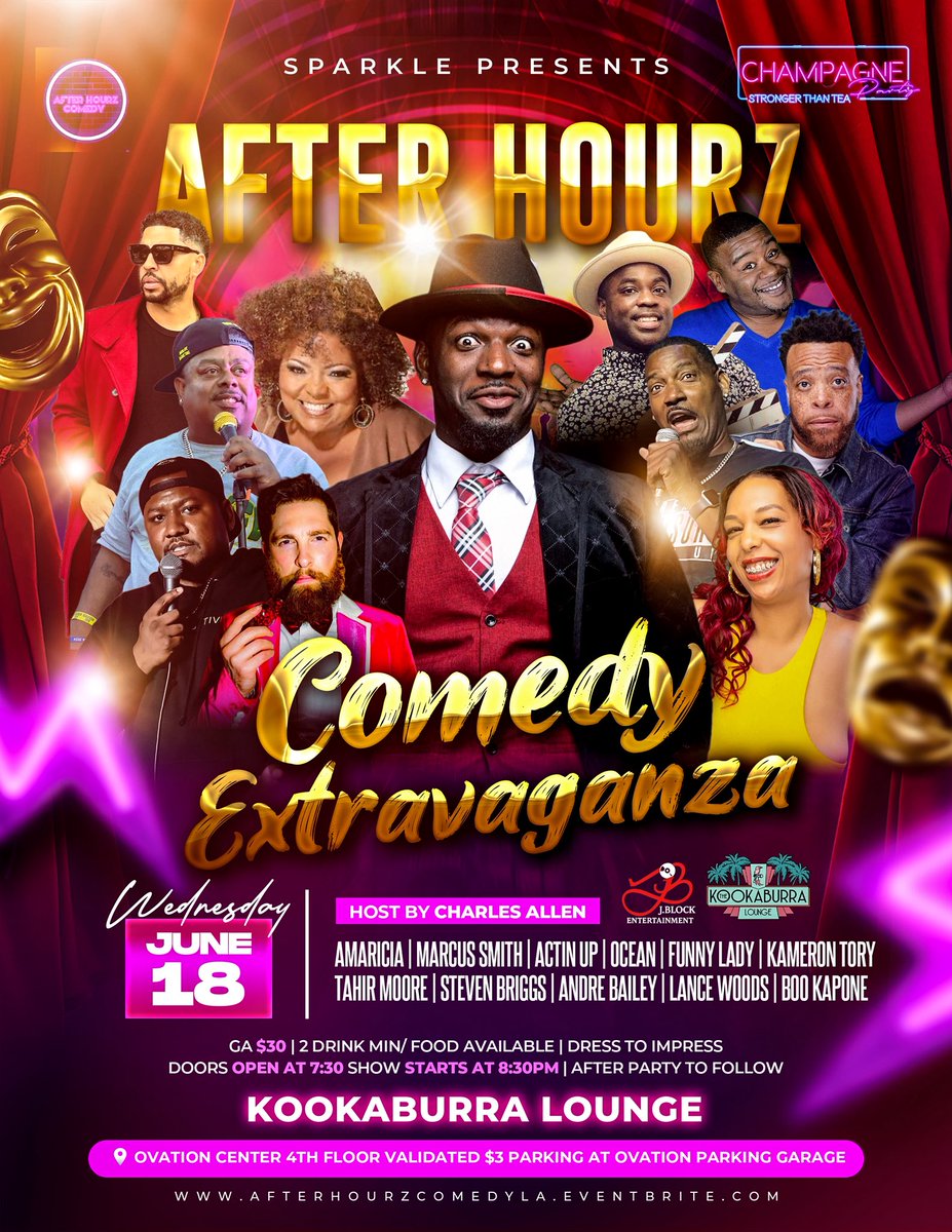 YoungTrapMuzic's tweet photo. Come join us for a night of non-stop laughter and hilarious jokes at After Hourz Comedy - the perfect way to unwind after a long day! 
Address: The Kookaburra Lounge
6801 Hollywood Boulevard #4th floor 
Los Angeles, CA 90028
Tickets: https://t.co/yX5eqFXEPT https://t.co/DbEGgxAxaL