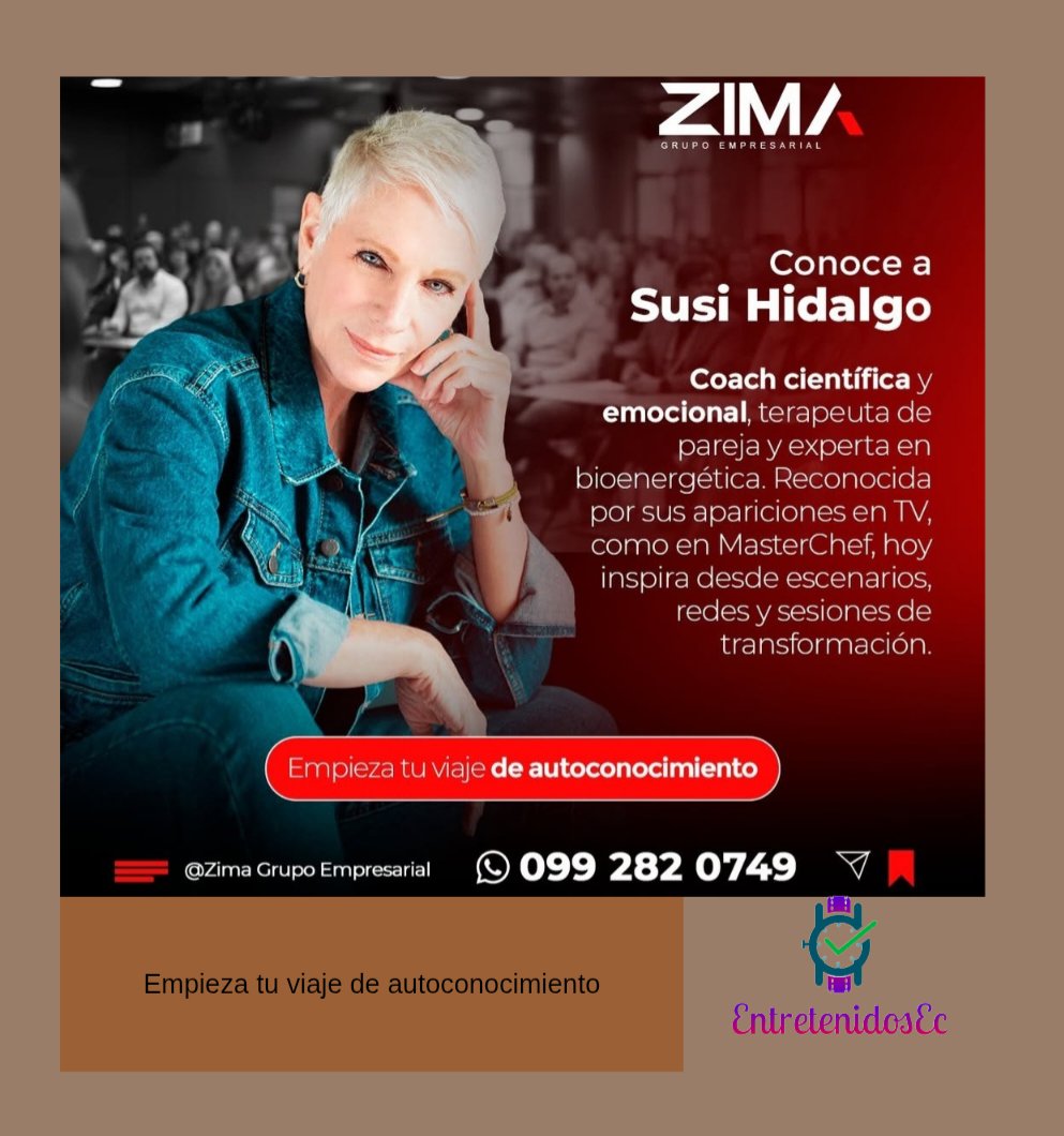 EntretenidosEc's tweet image. Susi Hidalgo es una coach cientifica y emocional,terapeuta de pareja y experta en bioenergética.Reconocida por sus apariciones en TV,hoy inspira desde escenarios, redes y sesiones de transformación.Conéctate éste 27 y 28 de junio en un evento que cambiará tu forma de ver el mundo