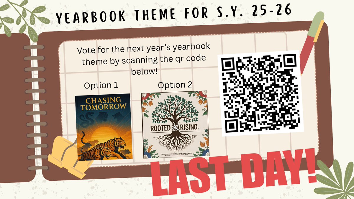 Hey Vikings! Today is the last day to vote for the yearbook theme! Scan the QR code to vote!