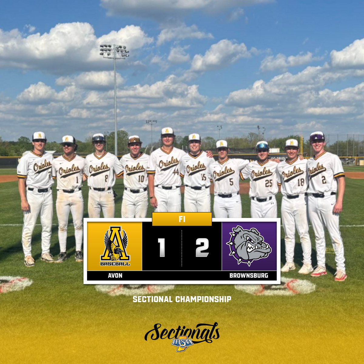 OrioleAthletics's tweet photo. Final: Bulldogs 2, Orioles 1. Our season comes to an end in the Sectional Championship. Proud of our Baseball Orioles for leaving it all on the field. #GoOrioles https://t.co/WWNB7W2NEy