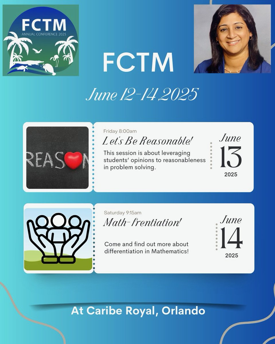 Come see my sweet friend Shruti's 2 sessions at FCTM next week. You won't be disappointed! <a href="/FCTMath/">FCTM</a> #FCTM2025