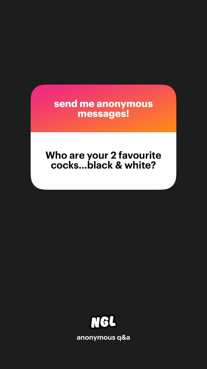 1. Xavier Hendrix 
2. The cock fucking me lol doesn’t matter bbc or bwc

ngl.link/sassyj78