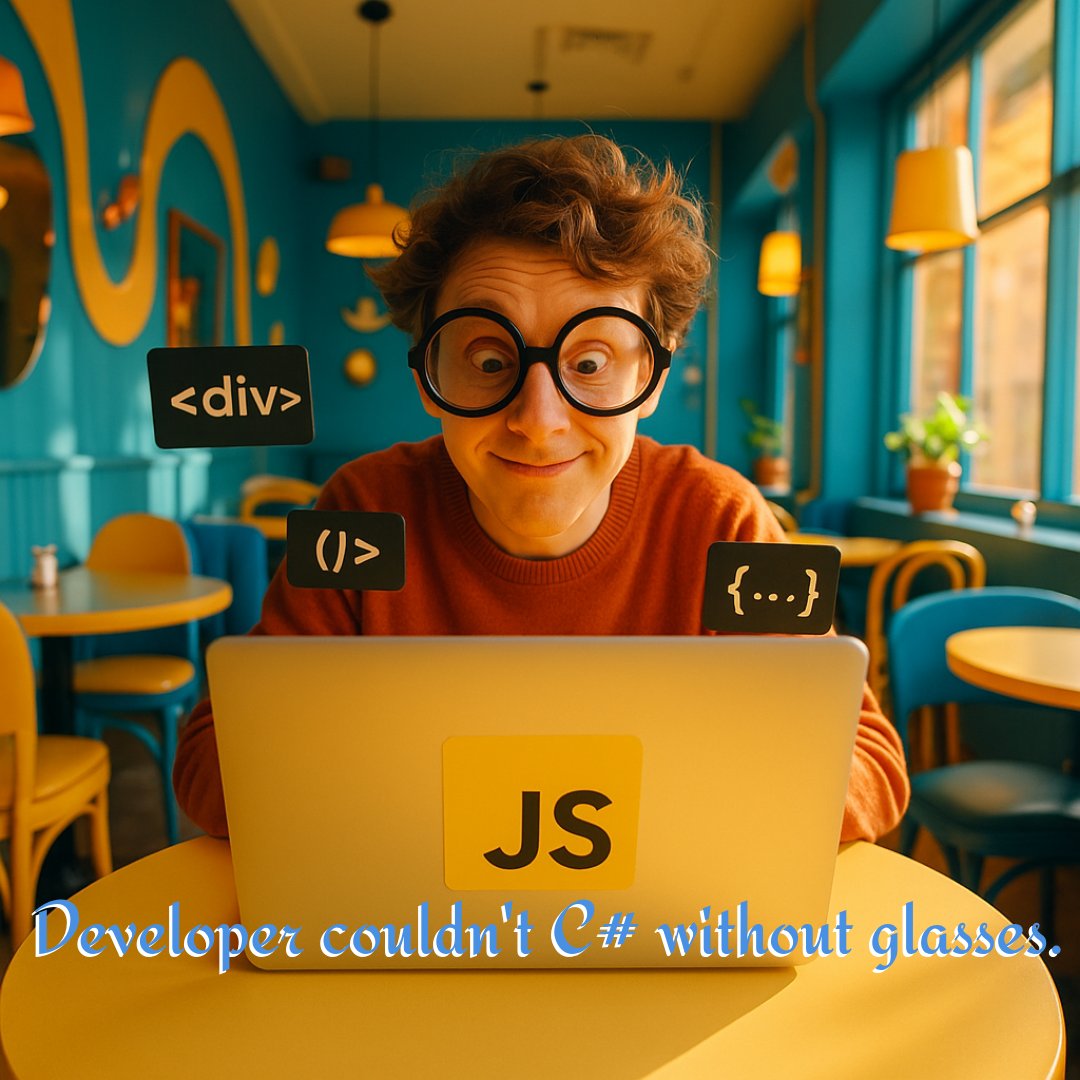javascriptpilgm's tweet image. Why did the JavaScript developer wear glasses? Because they couldn&apos;t C#! #WebDevHumour #CodeJokes
