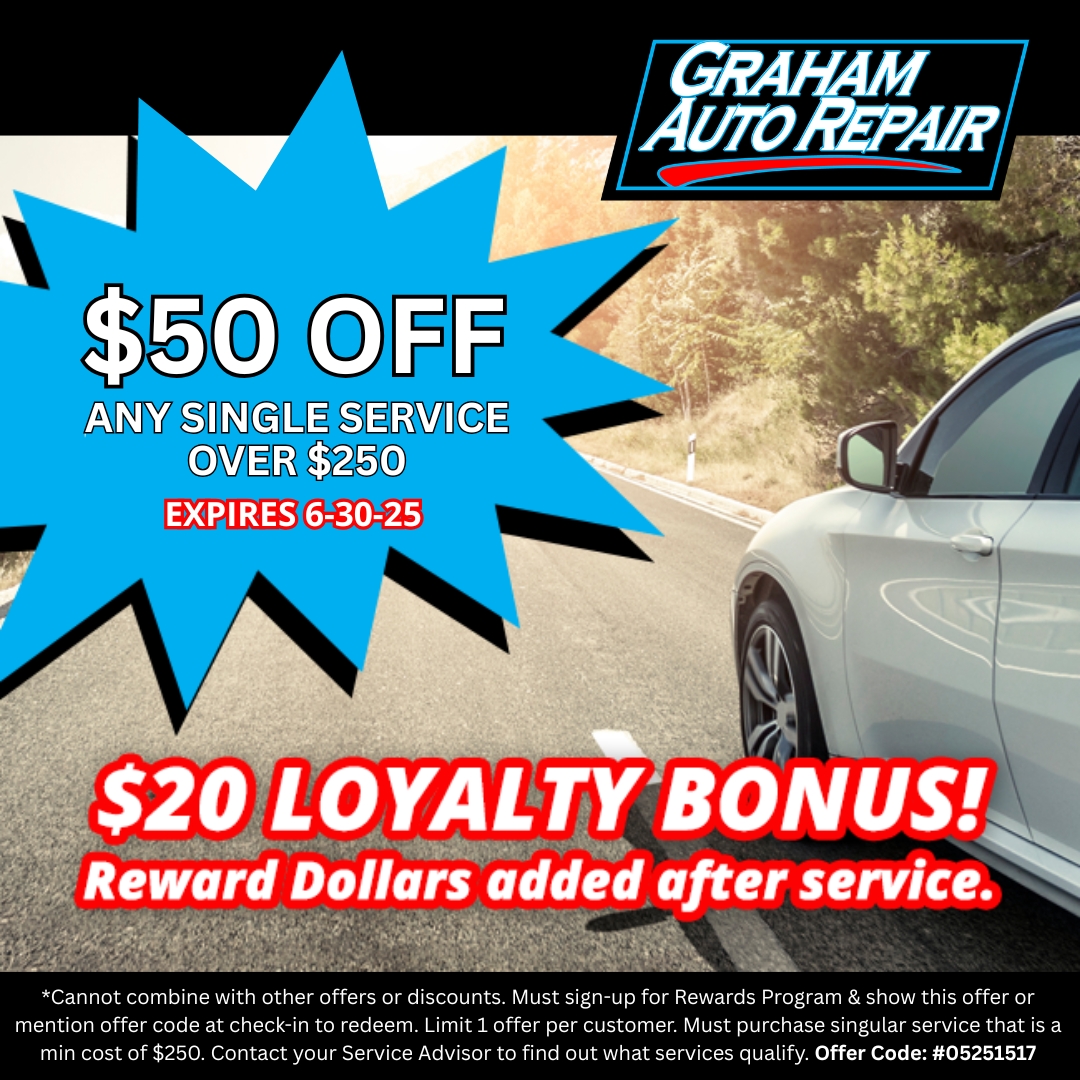 AutoGraham's tweet image. 🚗 June Special at Graham Auto Repair!
Get $50 off any single service over $250 + earn $20 in Reward Dollars 🎉

📅 Valid June 1-30
📍 Graham &amp;amp; Yelm, WA
Ask your Advisor what services qualify.

📲 Call or book online: grahamautorepair.com/appointments/?…

#GrahamWA #YelmWA #AutoDeals