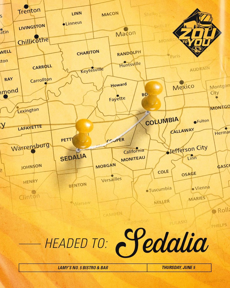 From the gym to the road-Tiger pride hits Sedalia on June 5th 5:30 PM at Lamy's.🐯
#ZOUtoYOU #MIZ