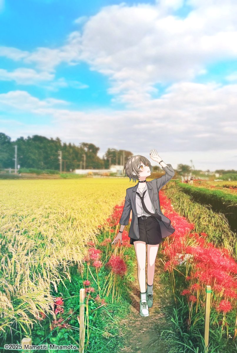 風景写真＋イラスト🌸
ご依頼にて描かせていただきました！