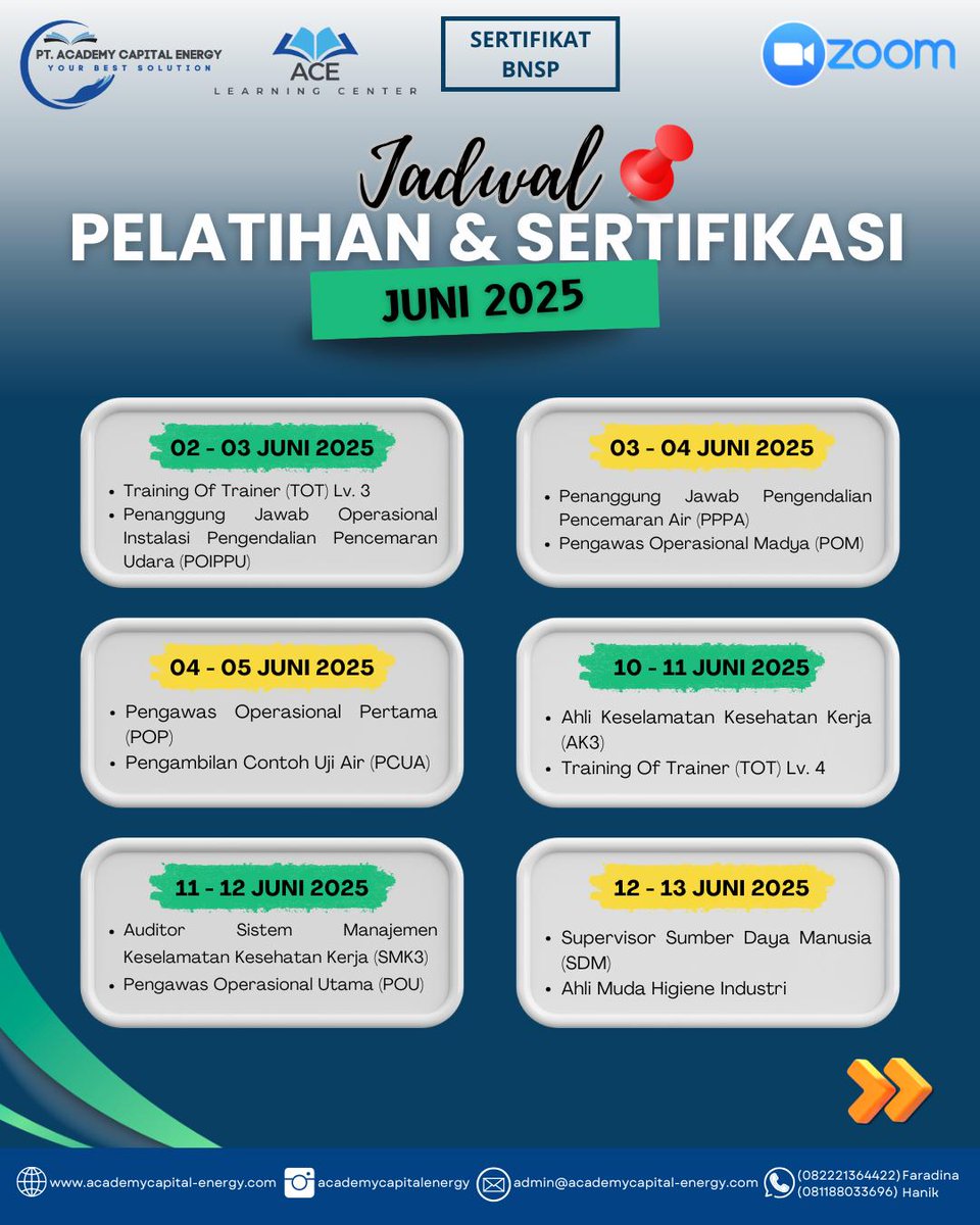 JADWAL DAN PROMO PELATIHAN DAN SERTIFIKASI BULAN JUNI 2025